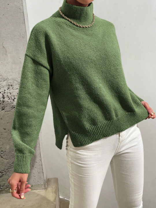 Essnce High Neck Drop Shoulder Sweater