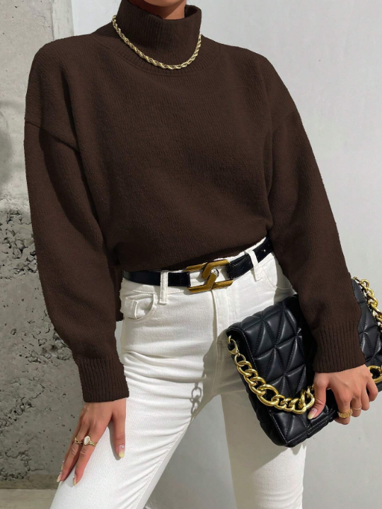 Essnce High Neck Drop Shoulder Sweater