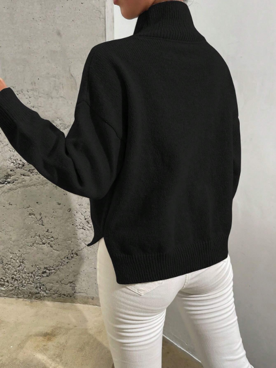 Essnce High Neck Drop Shoulder Sweater