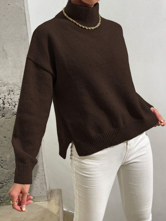 Essnce High Neck Drop Shoulder Sweater