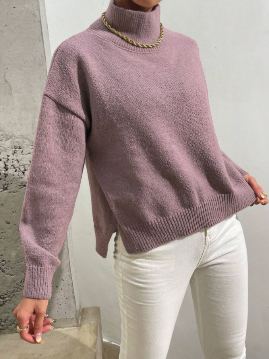 Essnce High Neck Drop Shoulder Sweater