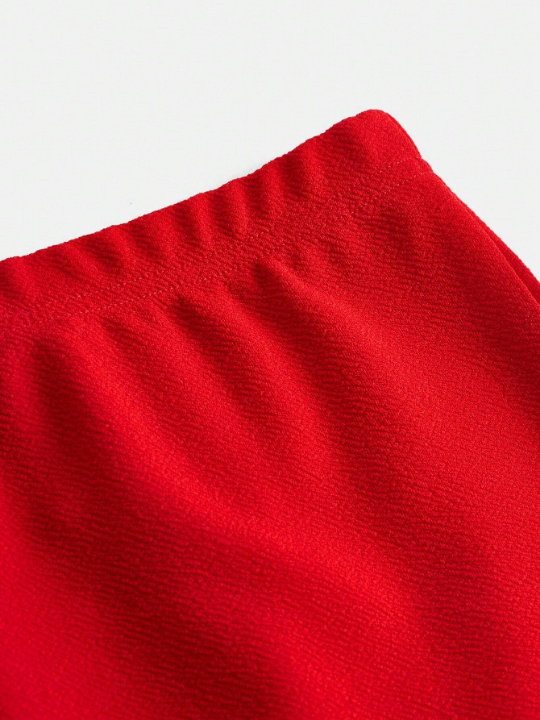 Tween Girls' Sporty Knit Solid-Colored Skirt With Ruffle Hemline