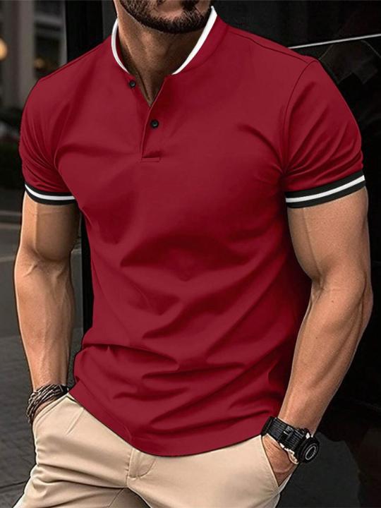 Men Contrast Trim Polo Shirt