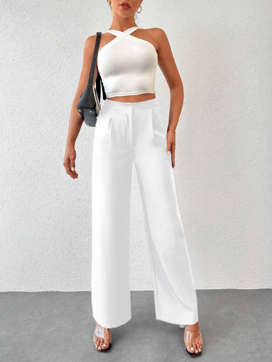 Solid Wide Leg Pants