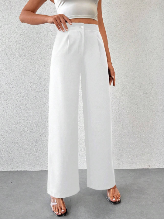 Solid Wide Leg Pants