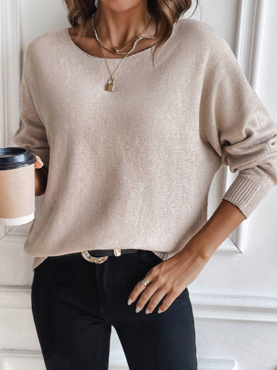 Essnce Solid Batwing Sleeve Sweater