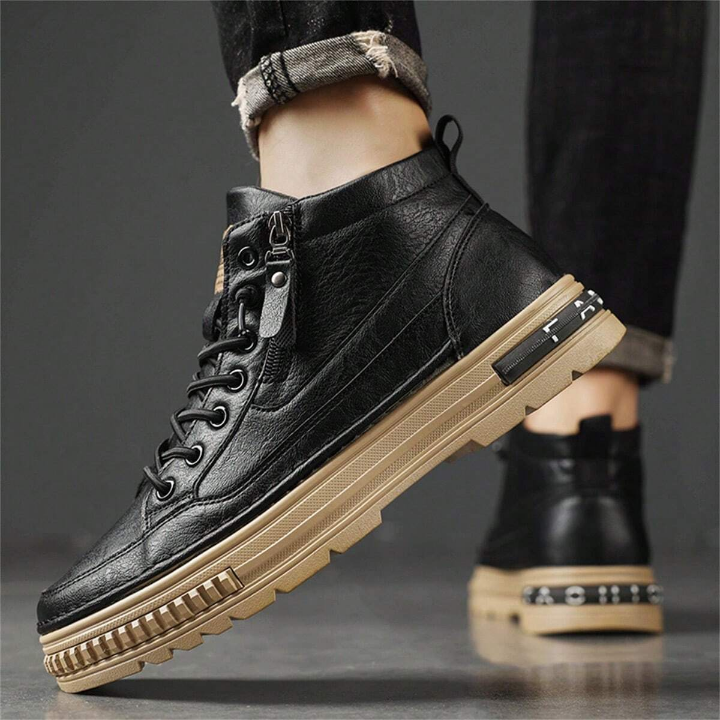 Men's Pu Leather British Style Work Shoes Durable And Comfortable Casual Shoes Retro All-match Ankle Boots High-top Student Korean Trendy Boots