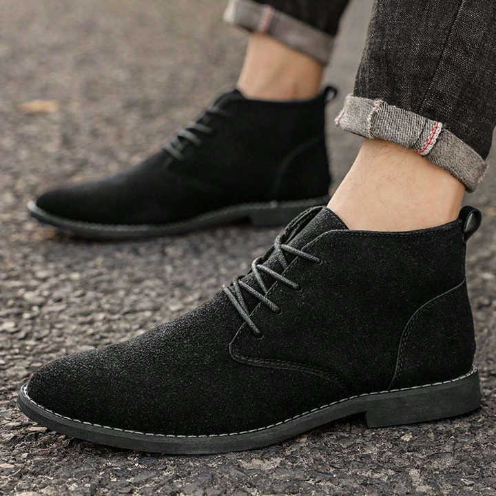 Men New Vintage Plus Size Boots, All Season Velvet Lace-Up High Top Shoes, Men's Cross-Border Shoes (Thin Style, Run Small, Advised To Pick One Size Up)