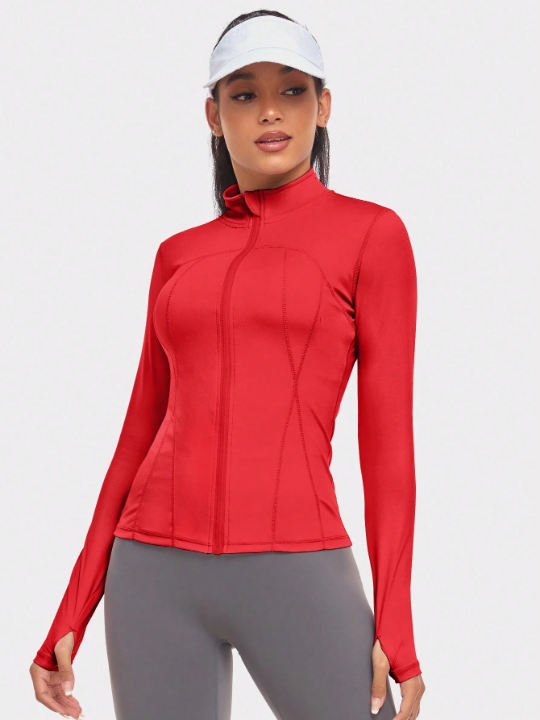 VUTRU Womens' Slim Fit Workout Jacket With Thumbholes Compression Shirt