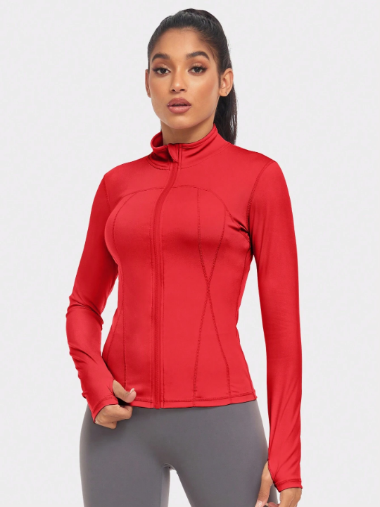 VUTRU Womens' Slim Fit Workout Jacket With Thumbholes Compression Shirt