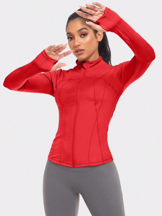 VUTRU Womens' Slim Fit Workout Jacket With Thumbholes Compression Shirt