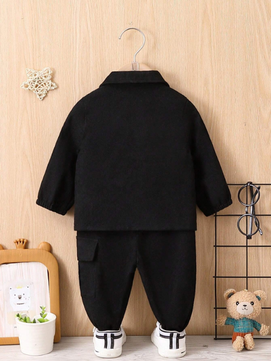 Baby Boy Flap Pocket Shirt & Pants Without Tee