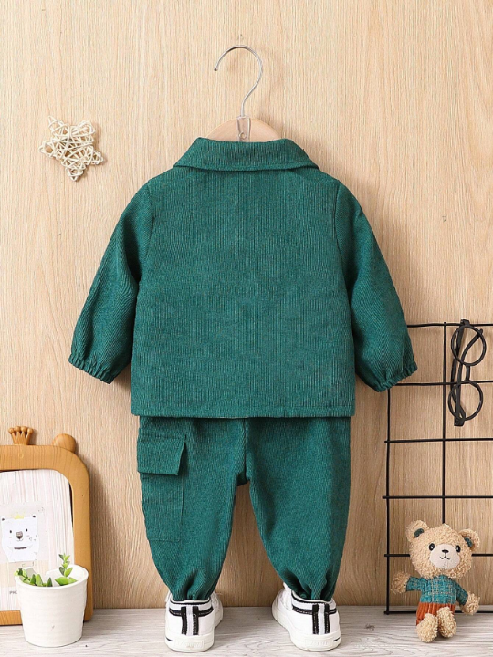 Baby Boy Flap Pocket Cord Jacket & Pants Without Tee