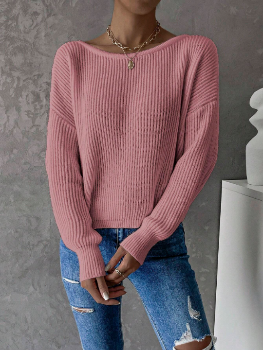 Frenchy Twist Back Batwing Sleeve Sweater