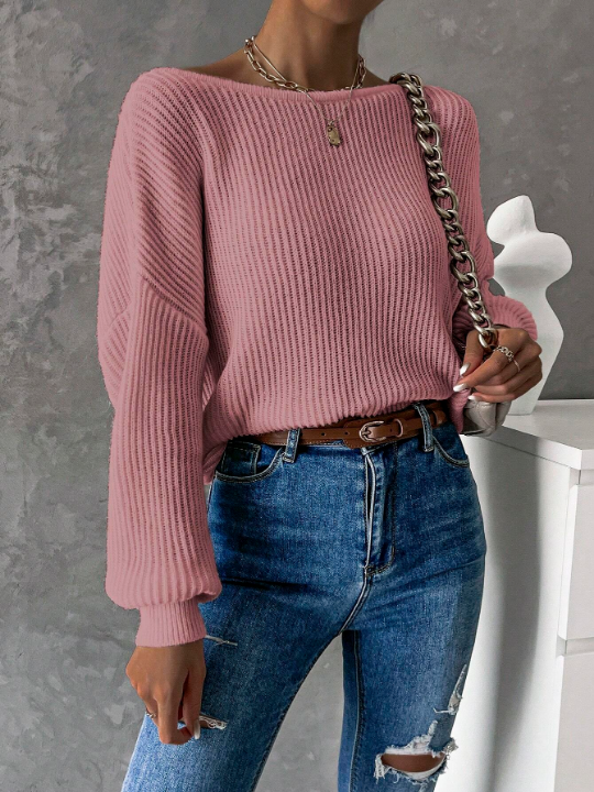 Frenchy Twist Back Batwing Sleeve Sweater