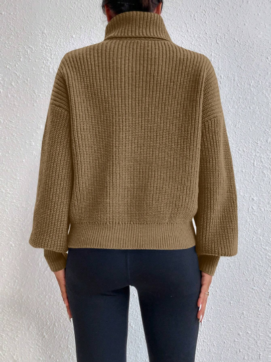 Unity Rib-knit Turtleneck Drop Shoulder Sweater