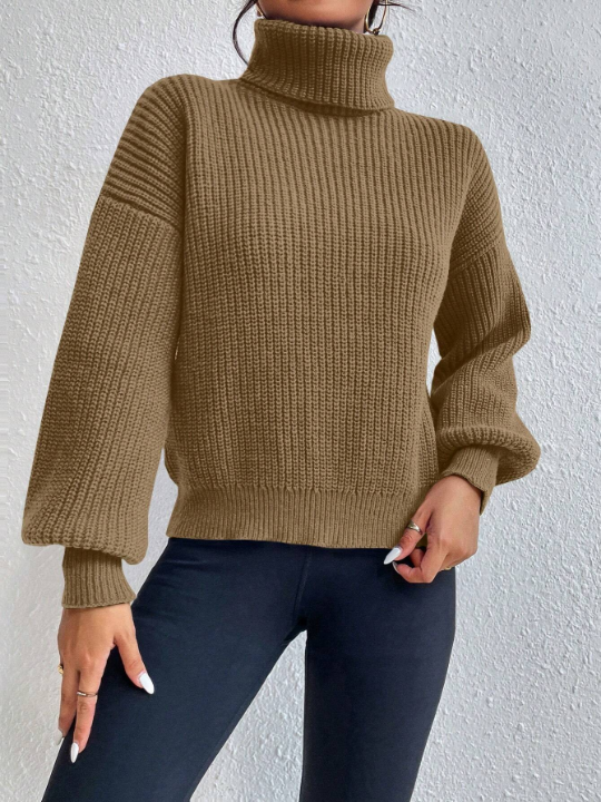 Unity Rib-knit Turtleneck Drop Shoulder Sweater