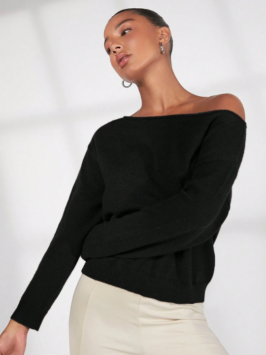 BASICS Solid Drop Shoulder Sweater