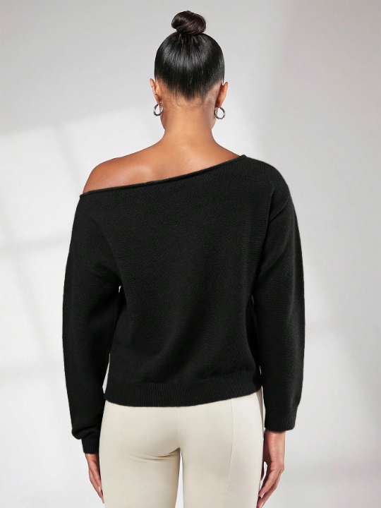 BASICS Solid Drop Shoulder Sweater