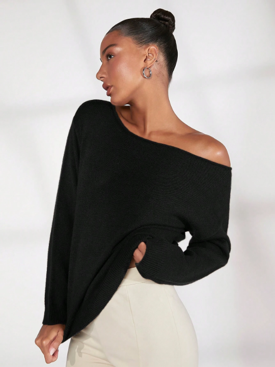 BASICS Solid Drop Shoulder Sweater