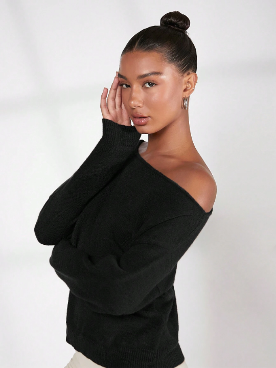 BASICS Solid Drop Shoulder Sweater