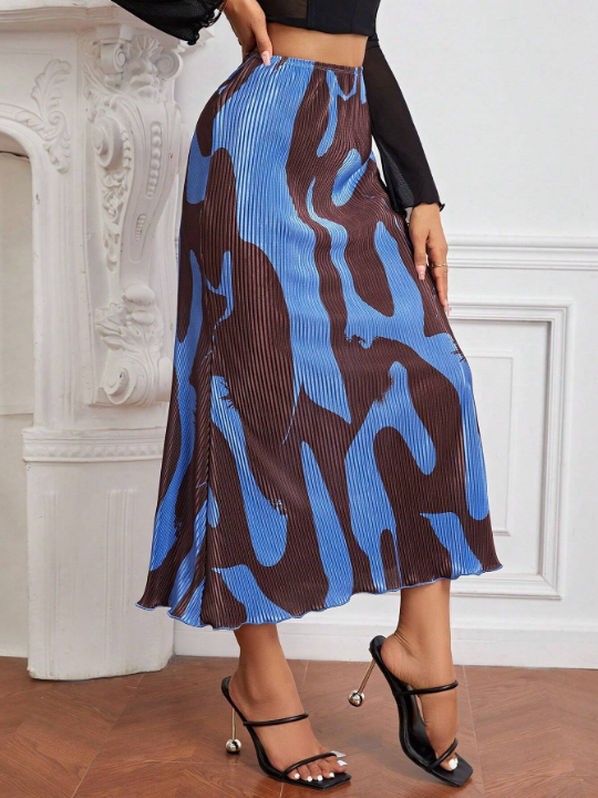 Privé Allover Print Mermaid Hem Skirt