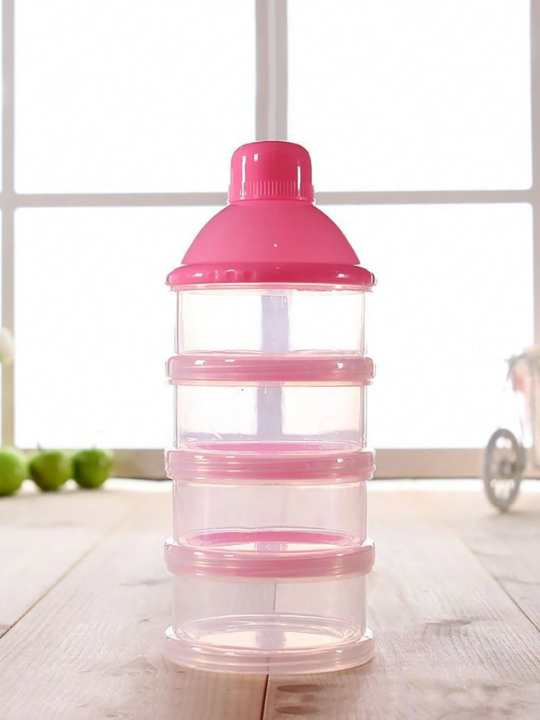 1pc Baby 4-Layer Transparent Milk Powder Container, Stackable Storage Box For Food, Snack, Portable For Outing, Newborn Gift