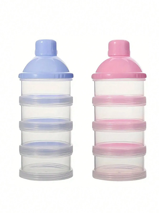 1pc Baby 4-Layer Transparent Milk Powder Container, Stackable Storage Box For Food, Snack, Portable For Outing, Newborn Gift