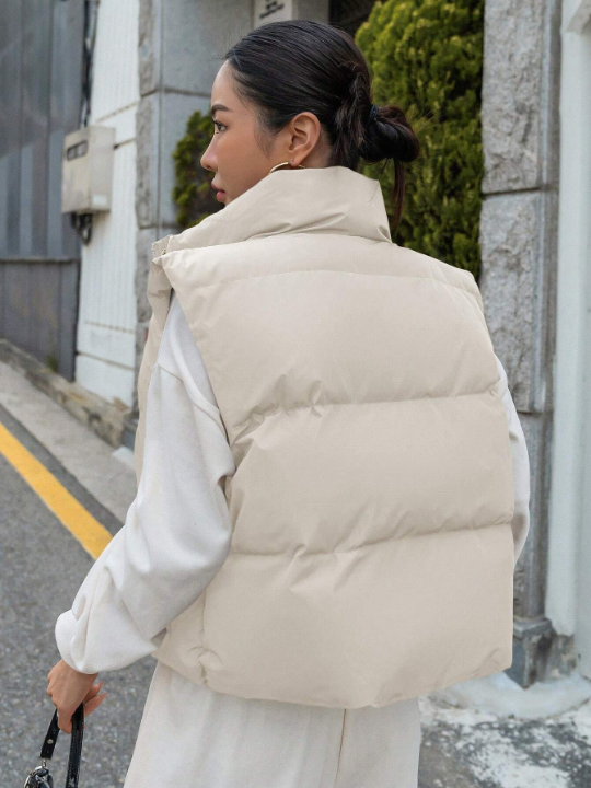 DAZY Zip Up Snap Button Puffer Vest Coat