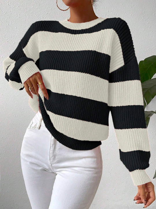 Essnce Two Tone Drop Shoulder Sweater