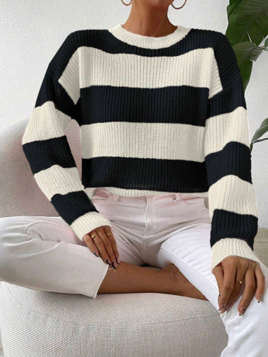 Essnce Two Tone Drop Shoulder Sweater