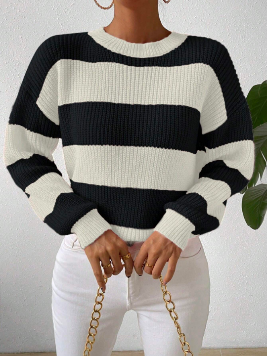 Essnce Two Tone Drop Shoulder Sweater