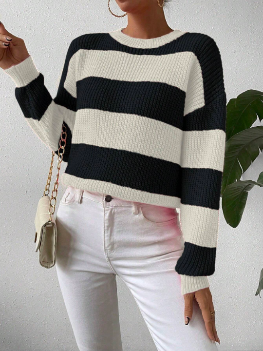 Essnce Two Tone Drop Shoulder Sweater