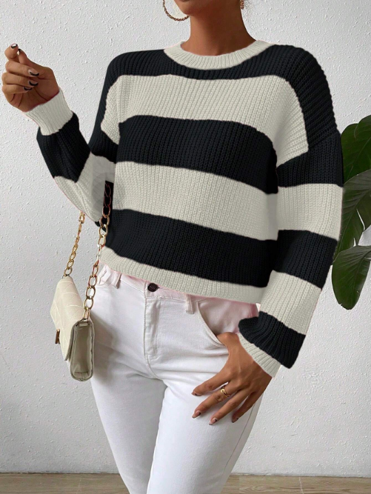 Essnce Two Tone Drop Shoulder Sweater