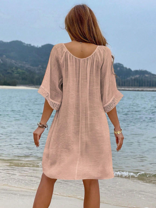 VCAY Tassel Tie Front Cover Up