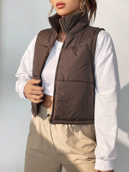 EZwear Zip Up Sleeveless Puffer Vest Coat