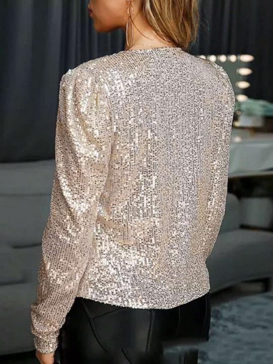 Open Front Sequin Coat