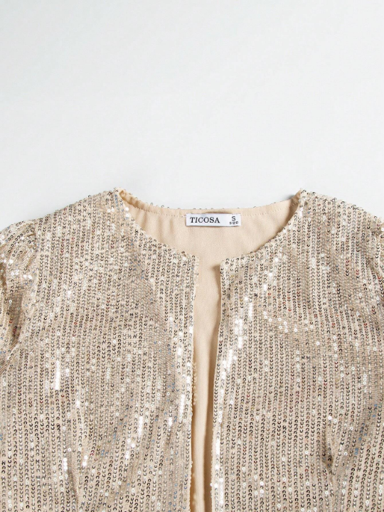 Open Front Sequin Coat