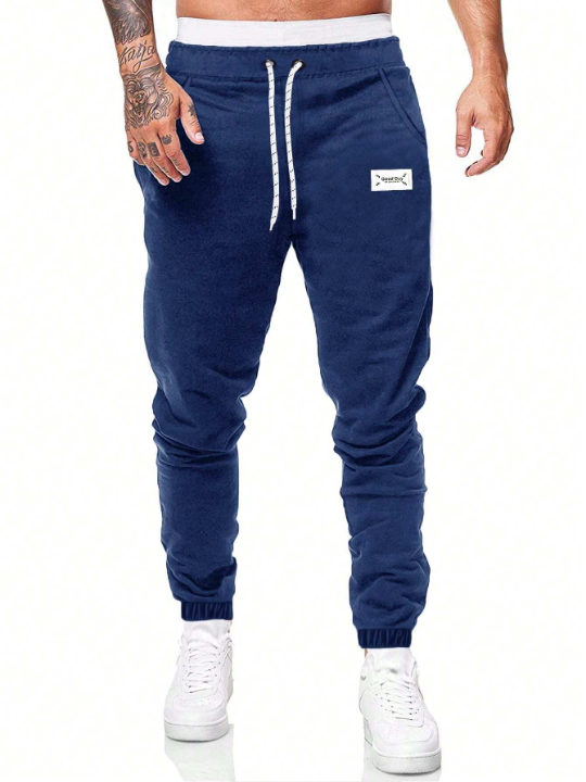 Manfinity Homme Men Letter Patched Drawstring Waist Sweatpants