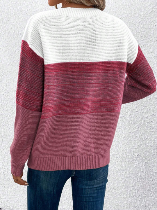 LUNE Color Block Drop Shoulder Sweater