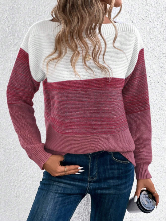 LUNE Color Block Drop Shoulder Sweater