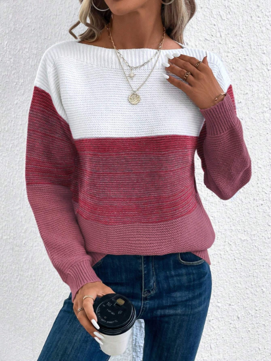 LUNE Color Block Drop Shoulder Sweater