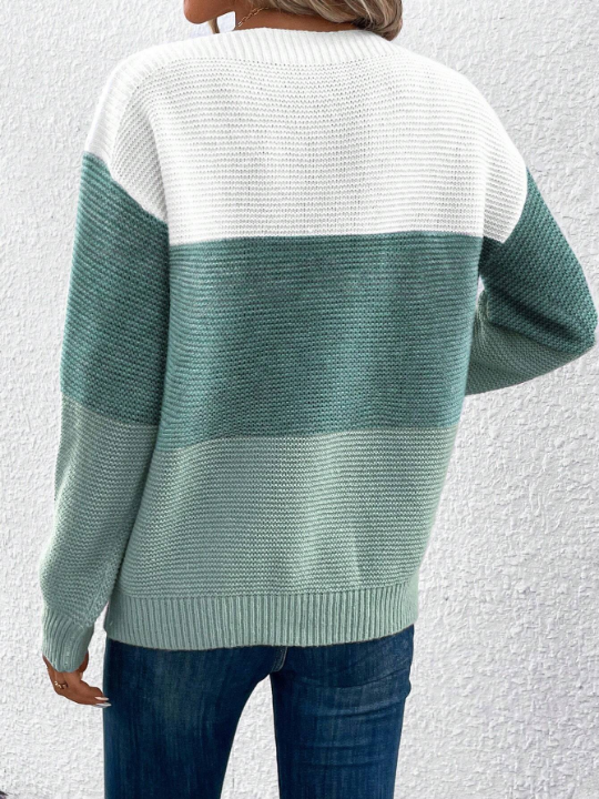 LUNE Color Block Drop Shoulder Sweater