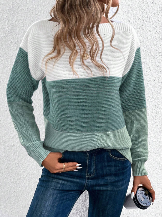 LUNE Color Block Drop Shoulder Sweater