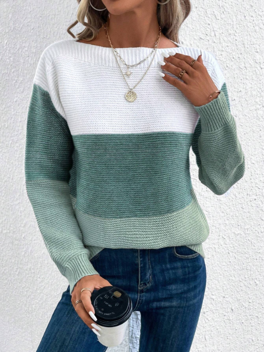 LUNE Color Block Drop Shoulder Sweater