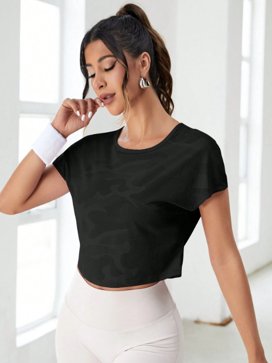 Yoga Basic Criss Cross Backless Crop Sports Tee