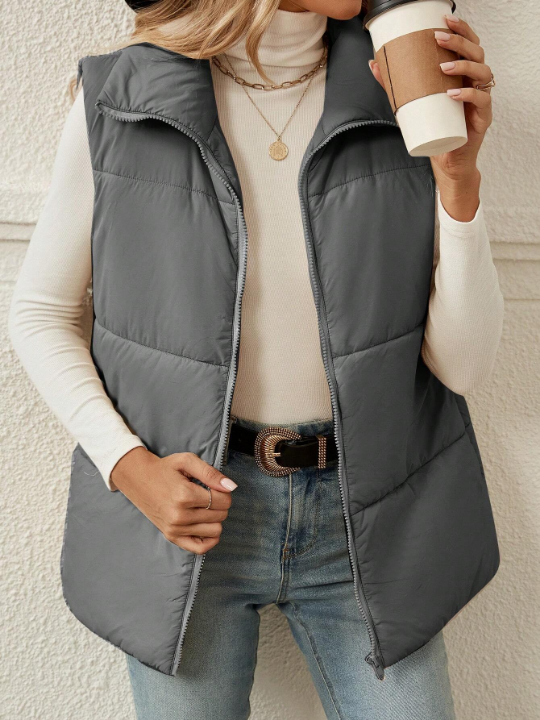 LUNE Zip Up Sleeveless Puffer Vest Coat