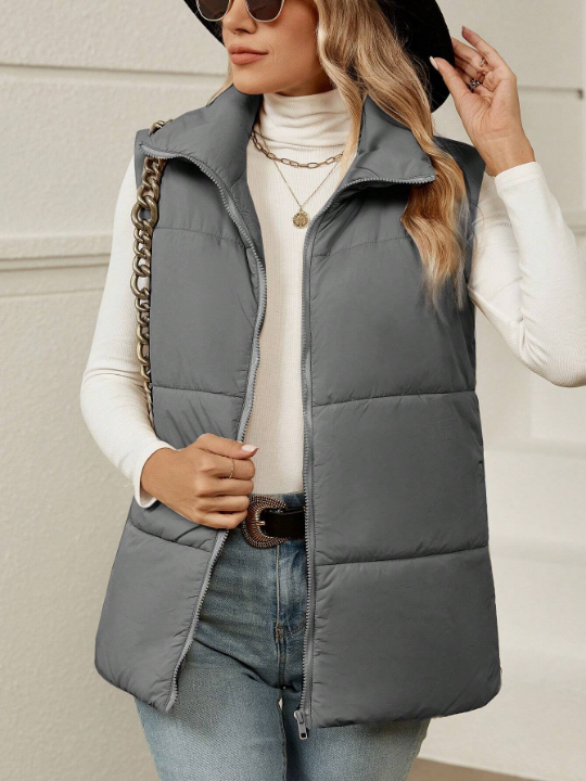 LUNE Zip Up Sleeveless Puffer Vest Coat