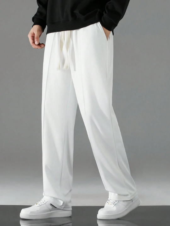 Men Drawstring Waist Straight Leg Pants