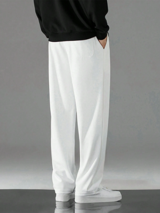 Men Drawstring Waist Straight Leg Pants